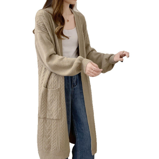 Damen Strickmantel mit Zopfmuster Shop Nory