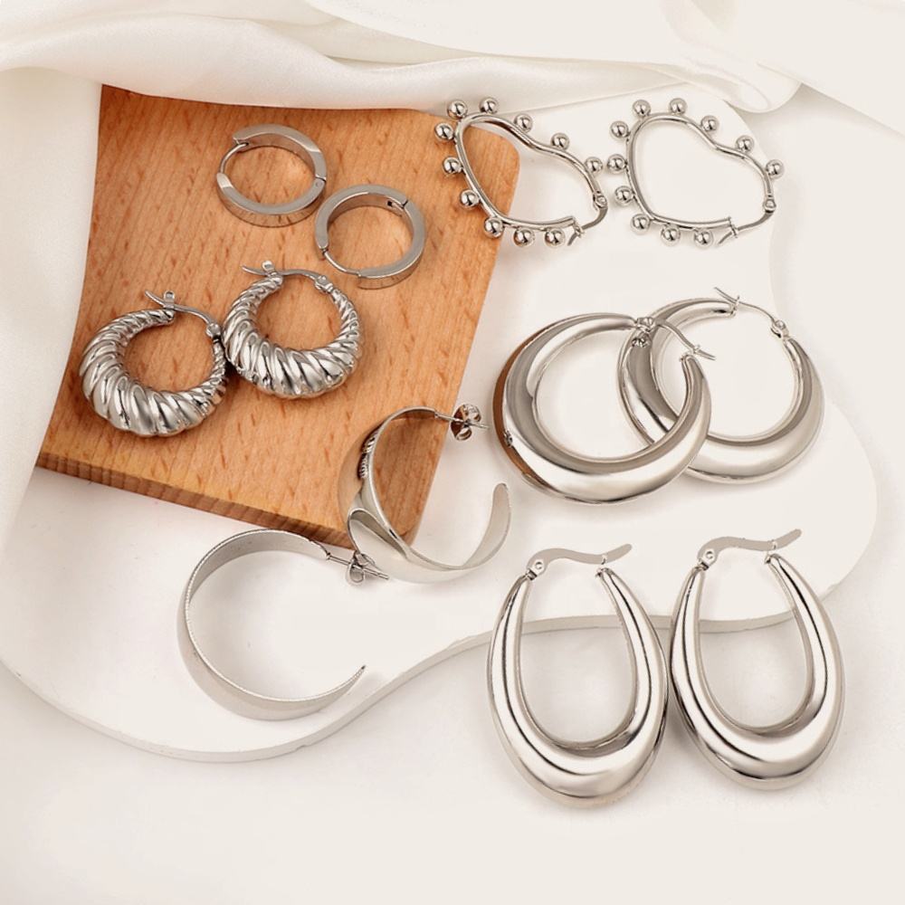 Damen Edelstahl Creolen mit innovativem Bambusdesign Shop Nory