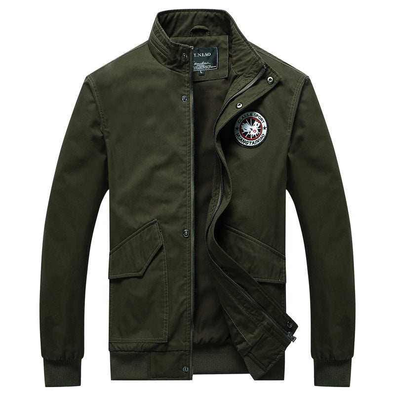 Herren Canvas-Fieldjacke im Bomberstil mit Stehkragen, Taschenklappen und elastischen Bündchen Shop Nory