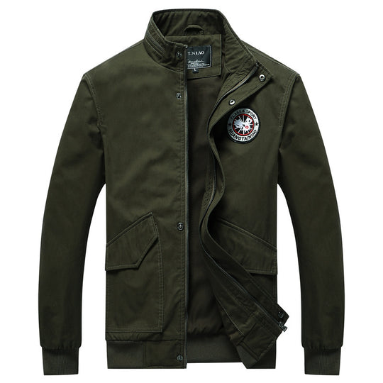 Herren Canvas-Fieldjacke im Bomberstil mit Stehkragen, Taschenklappen und elastischen Bündchen Shop Nory