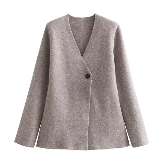 Damen Taillierter Peplum-Blazer-Mantel mit figurformender Silhouette und Ein-Knopf-Verschluss Shop Nory