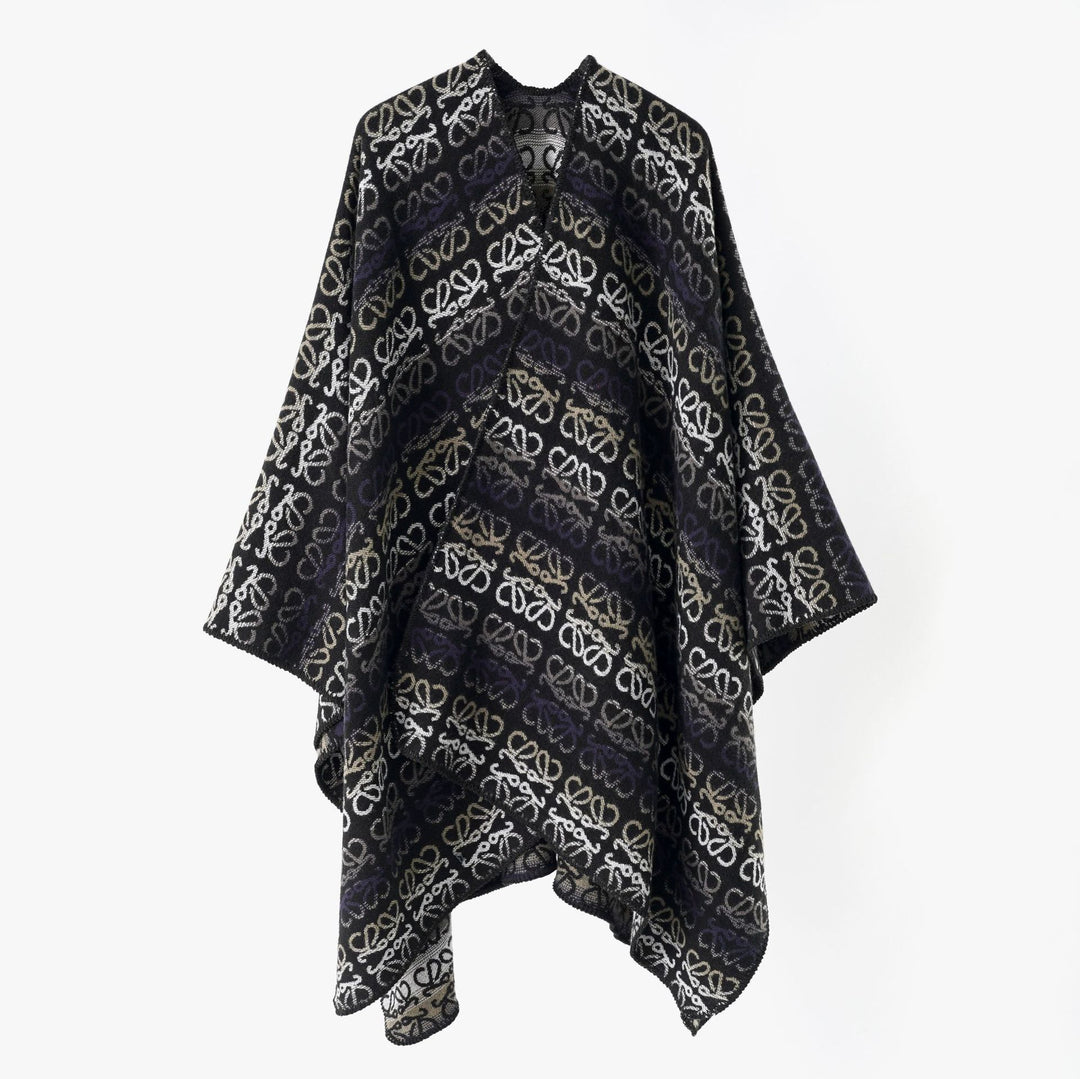 Damen Überwurfcape im Jacquard-Strick mit Allover-Monogramm und weichem Fall Shop Nory