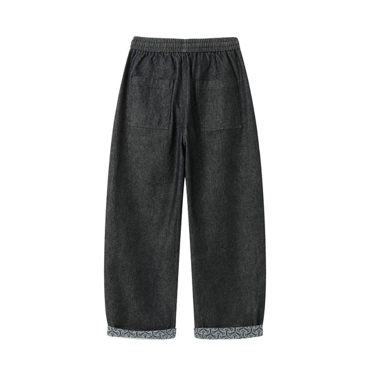 Damen Culotte-Jeans mit elastischem Tunnelzugbund und gemustertem Umschlag Shop Nory