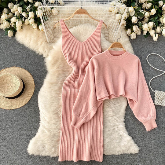 Damen Strickensemble mit Rippdetails Shop Nory