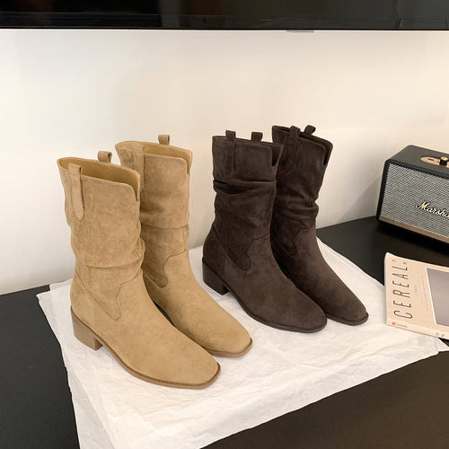 Damen Stiefeletten aus hochwertigem Wildleder mit komfortablem Blockabsatz