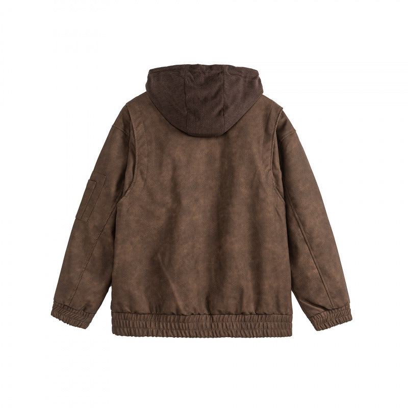Unisex Oversize-Hoodie-Bomberjacke in Velours-Optik mit Kapuze, Ärmeltasche und elastichem Saum Shop Nory