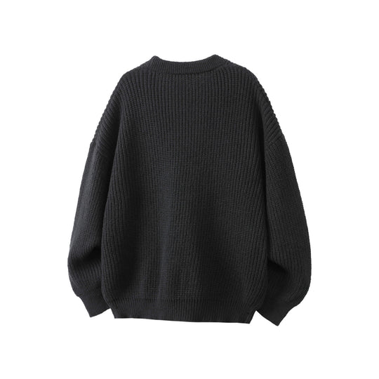 Unisex Oversize Grobstrick-Cardigan mit V-Ausschnitt, Knopfleiste und aufgesetzten Taschen Shop Nory