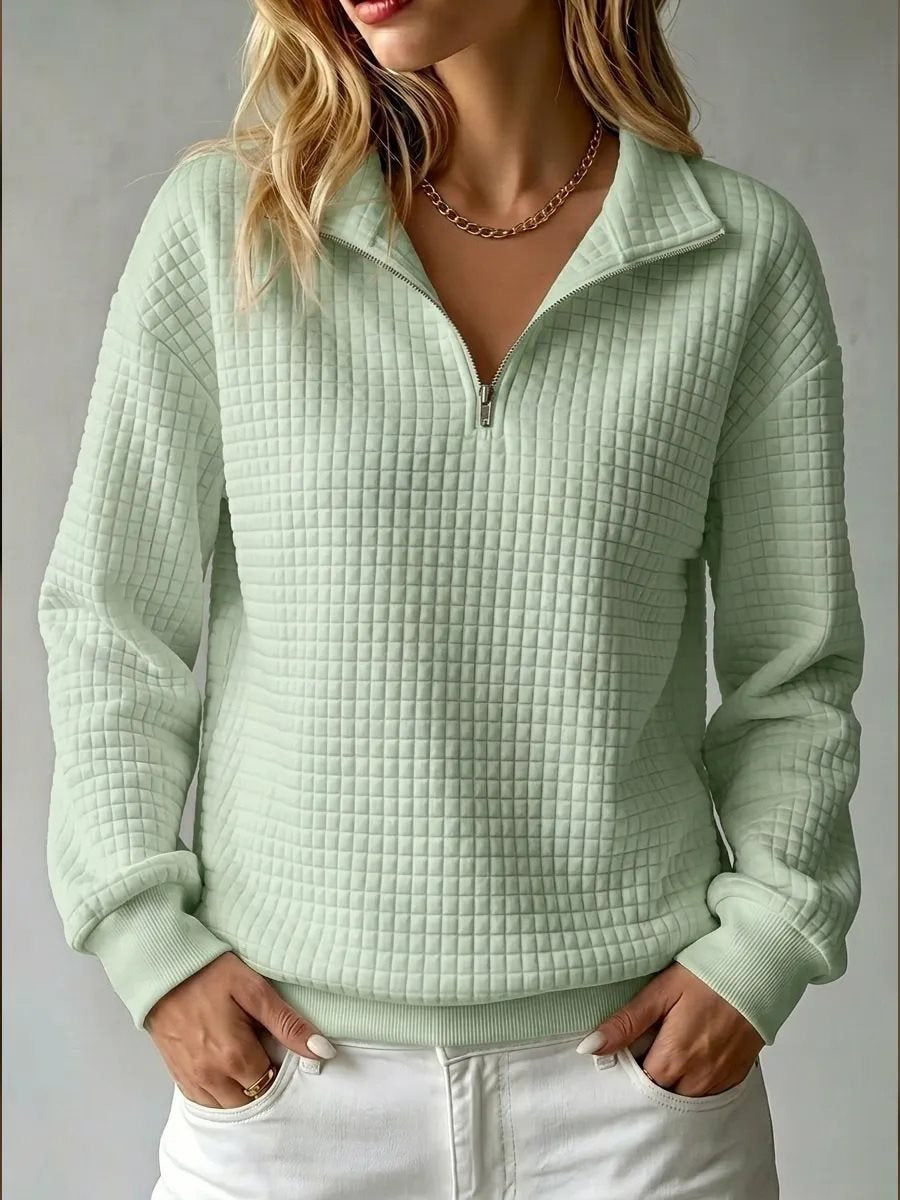 Damen Stepp-Fleece-Pullover mit halbem Reißverschluss und Stehkragen Shop Nory