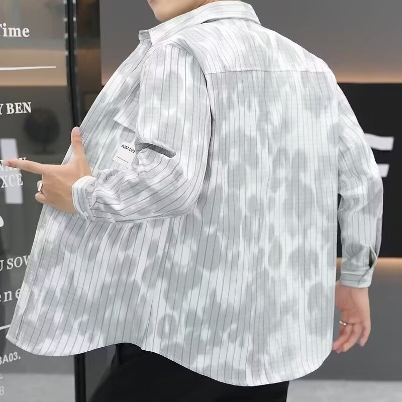 Herren Hemdjacke mit vertikalen Nadelstreifen und aufgesetzten Brusttaschen Shop Nory