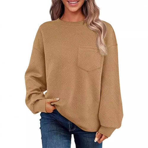 Damen Oversize Strukturstrick-Pullover mit Brusttasche Shop Nory