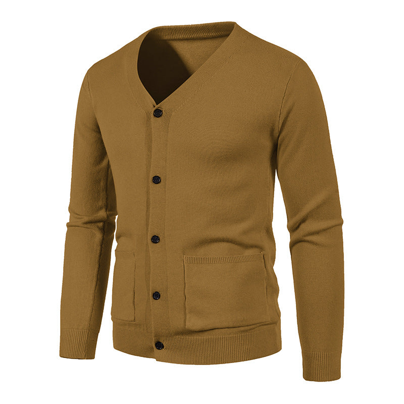 Herren Strickjacke mit V-Ausschnitt und praktischen Taschen