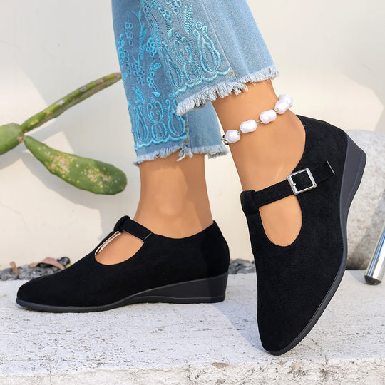 Damen Keil-Ballerinas mit gekreuzten Elastikriemen und weichem Memory-Fußbett Shop Nory