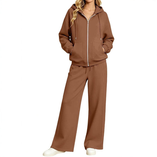 Damen Zip-Hoodie-Set mit Kapuze und weiter Jogginghose Shop Nory