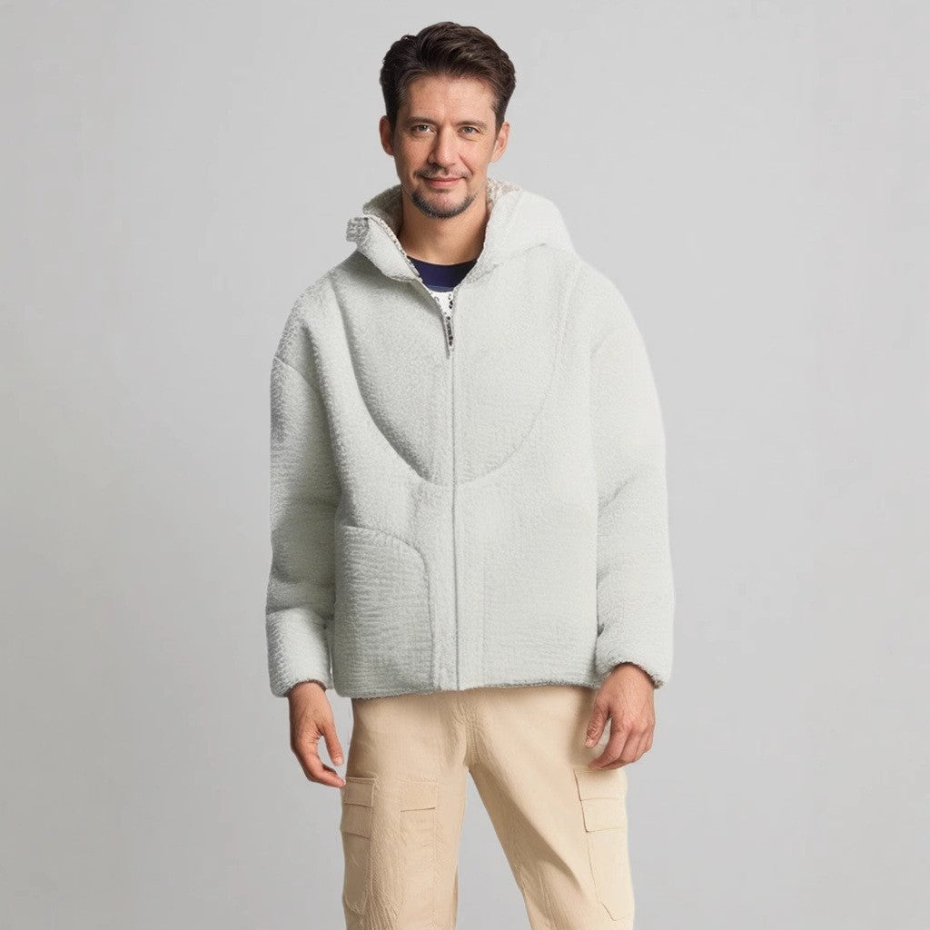 Herren Gemütliche Teddyjacke mit Kontrastnähten