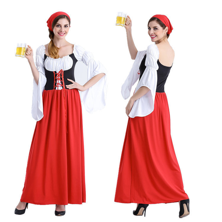 Damen nan mittelalterliches Bauermädchen Kostüm mit geschnürtem Korsett, Puffärmeln und mehrlagigem Stufenrock Shop Nory
