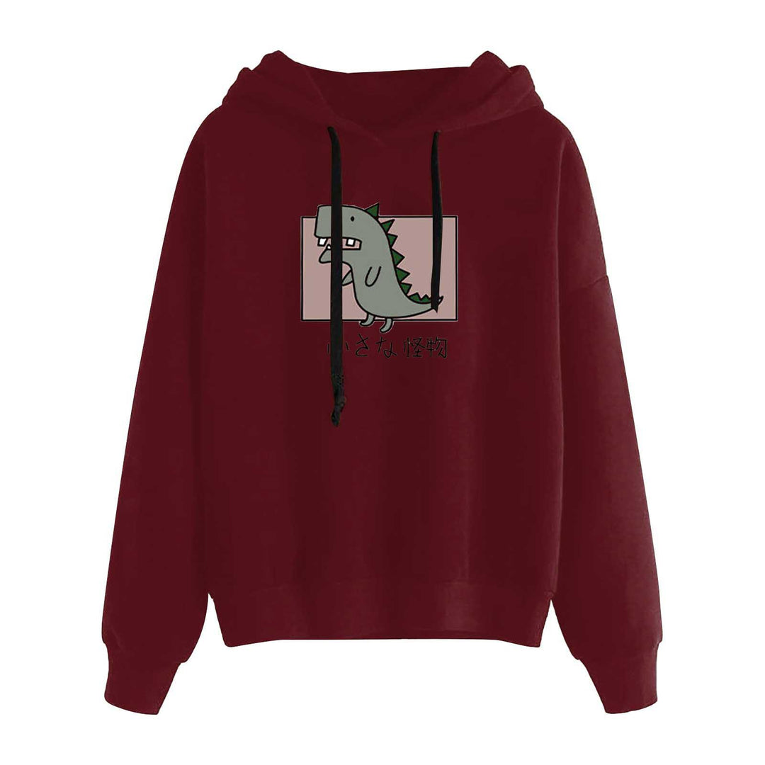 Damen nan kurz geschnittener Cropped-Kapuzenpullover mit niedlicher Frosch-Illustration und verstellbarer Kapuze Shop Nory