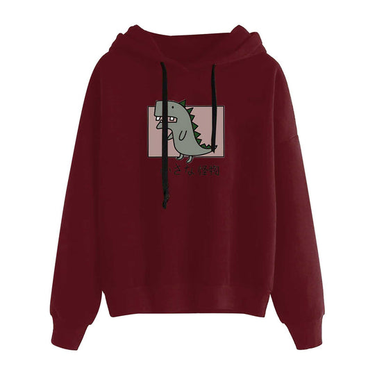 Damen nan kurz geschnittener Cropped-Kapuzenpullover mit niedlicher Frosch-Illustration und verstellbarer Kapuze Shop Nory
