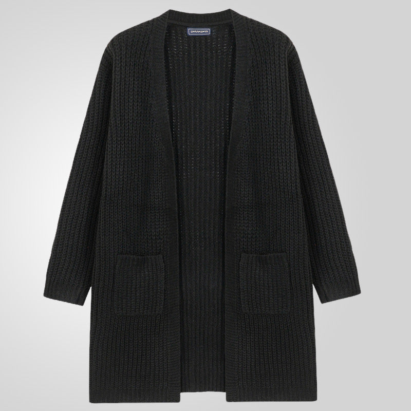 Herren Großer Strickcardigan mit tiefem Schnitt und strukturiertem Design