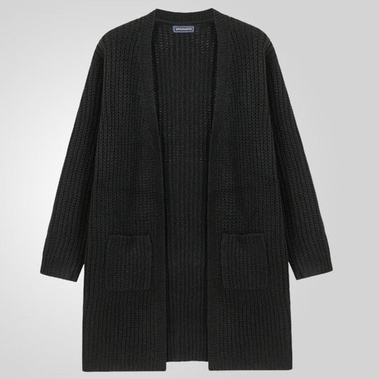 Herren Großer Strickcardigan mit tiefem Schnitt und strukturiertem Design