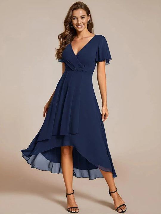 Damen Elegantes Wickelkleid mit asymmetrischem Saum ShopNory