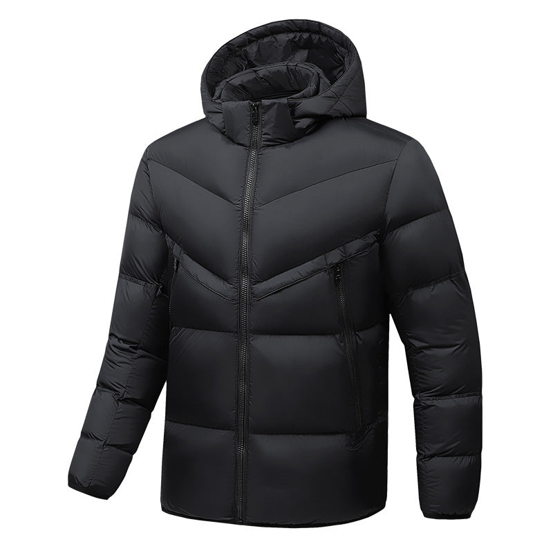 Herren Leichte Daunenoptik-Steppjacke mit Kapuze, winddichter Thermoisolierung und vertikalen Reißverschlusstaschen Shop Nory
