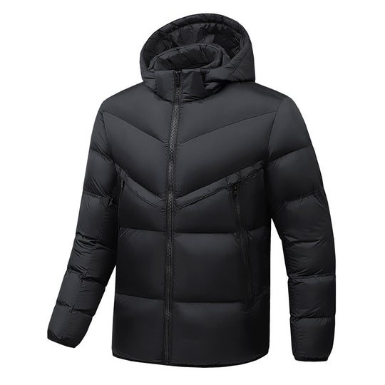Herren Leichte Daunenoptik-Steppjacke mit Kapuze, winddichter Thermoisolierung und vertikalen Reißverschlusstaschen Shop Nory