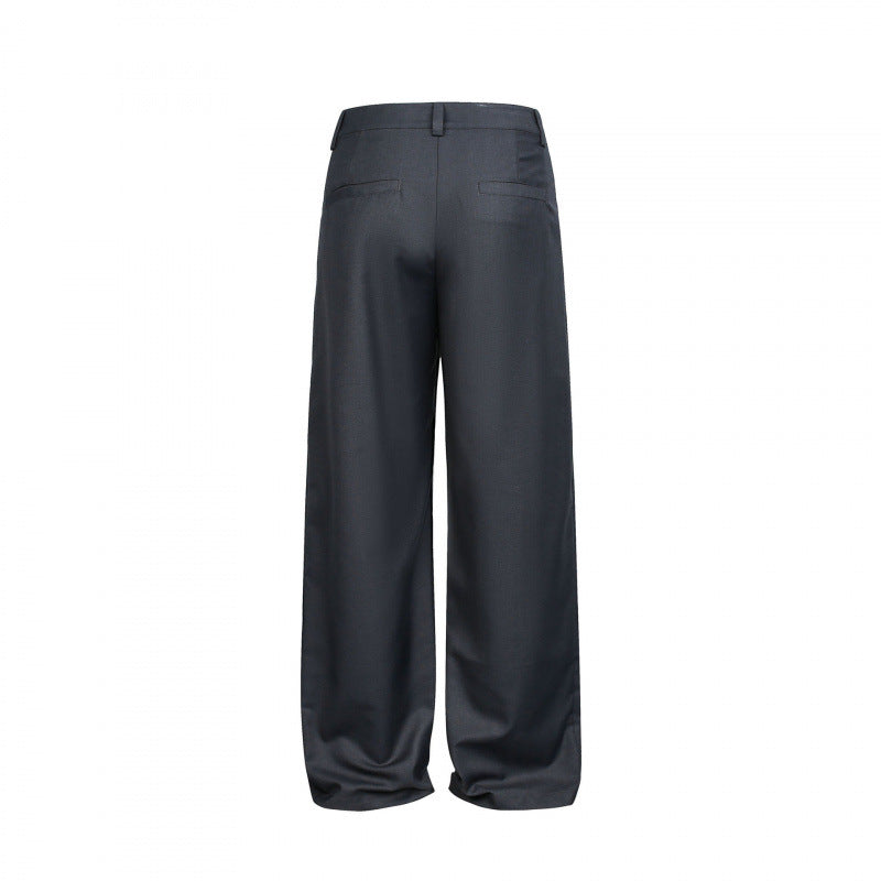 Damen Weite Bundfalten-Hose mit hoher Taille und sichtbarer Knopfleiste Shop Nory