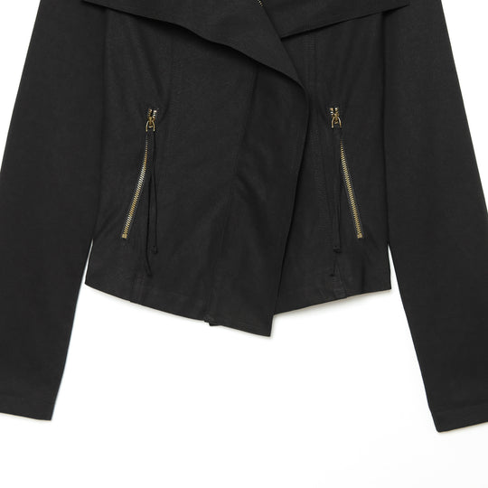 Damen Asymmetrische Übergangsjacke mit weitem Revers und Kordelzug Shop Nory