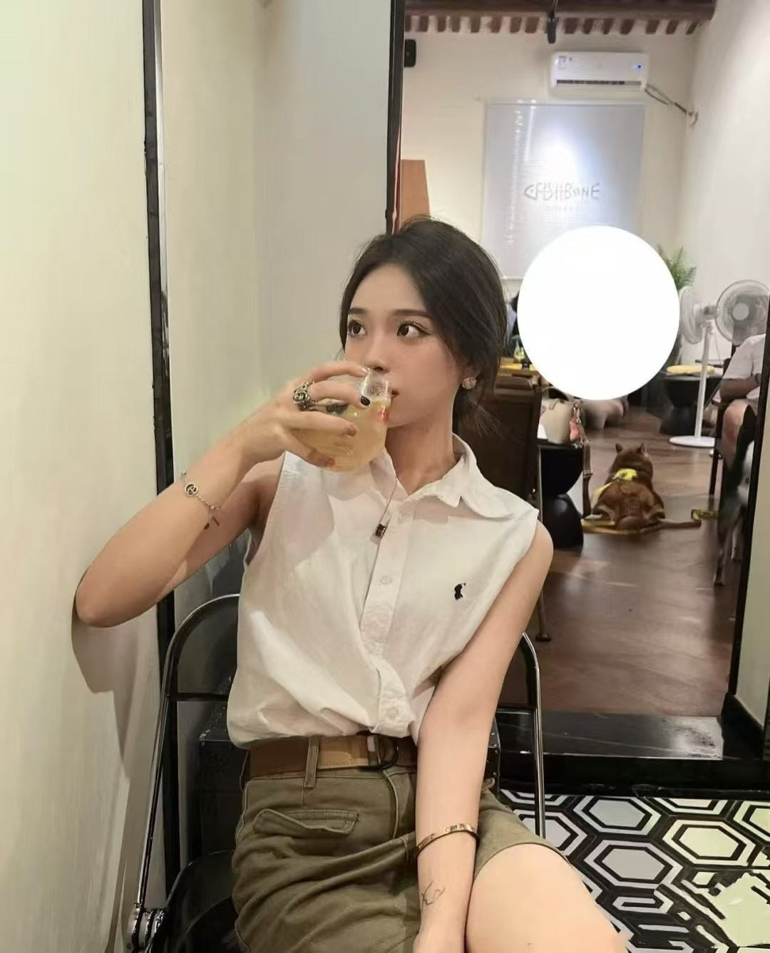 Damen Klassische ärmellose Bluse Shop Nory