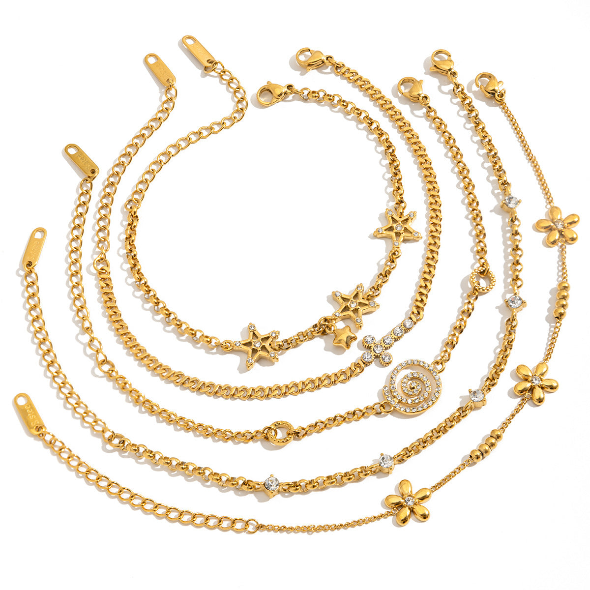 Damen Armband mit spiralförmigem Zirkonia-Anhänger aus hypoallergenem Edelstahl Shop Nory