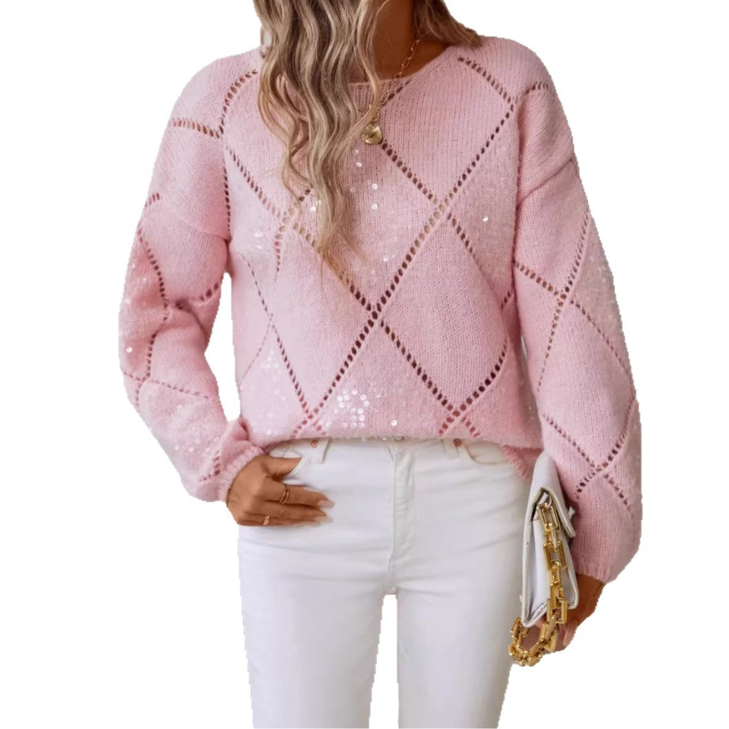 Damen Modischer Pullover mit Glitzerakzenten