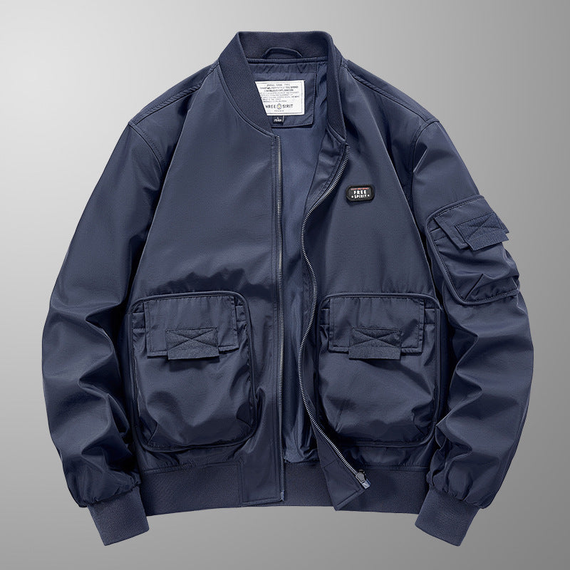 Herren leichter Nylon-Bomber mit Utility‑Taschen, Ärmel‑Organizer und geripptem Saum Shop Nory