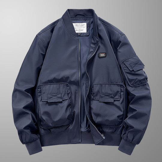 Herren leichter Nylon-Bomber mit Utility‑Taschen, Ärmel‑Organizer und geripptem Saum Shop Nory