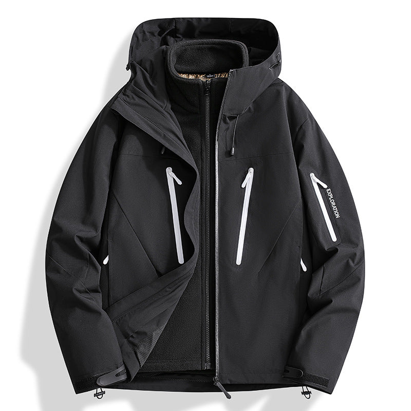 Herren Zwei-in-Eins Softshell-Outdoorjacke mit abnehmbarer Fleece-Innenjacke und wasserdichten Reißverschlüssen Shop Nory