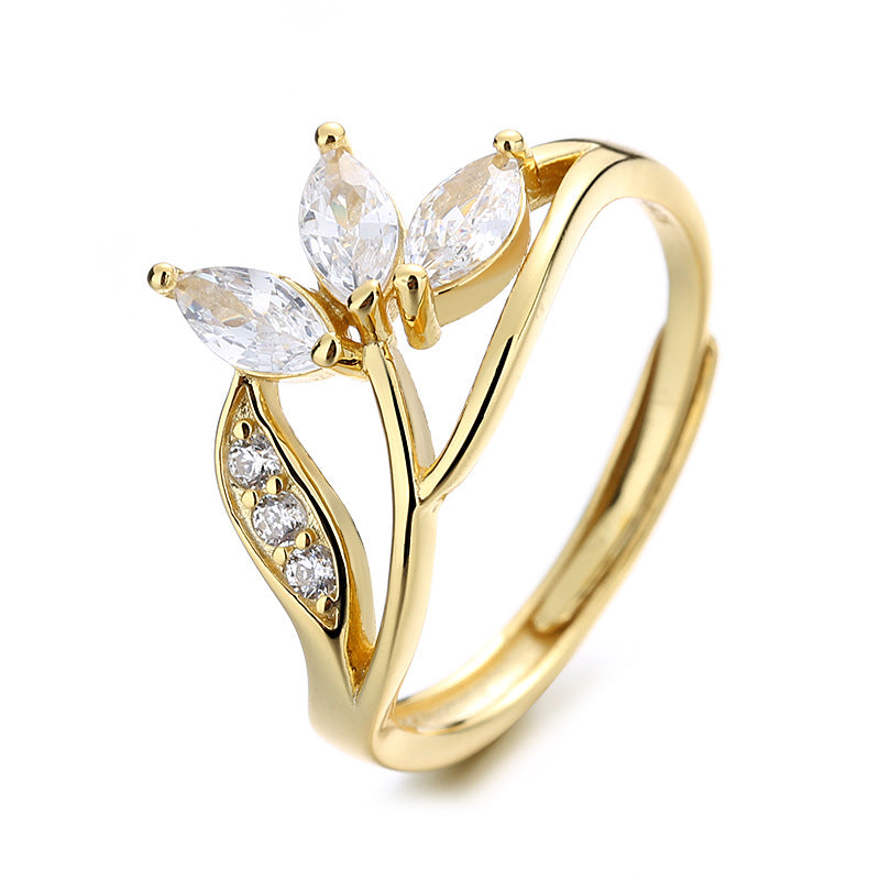 Damen Ring mit floralem Design und funkelnden Zirkonia Shop Nory