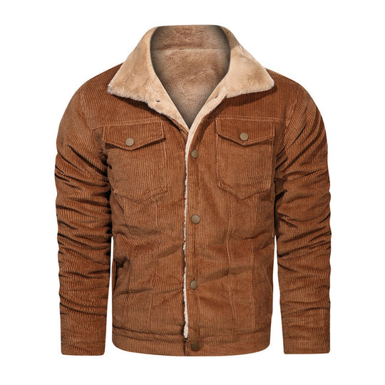 Herren Kord-Truckerjacke mit Teddyfutter und Druckknopfverschluss Shop Nory