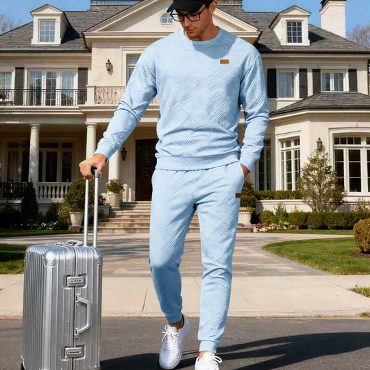 Herren Feinstrukturiertes Lounge-Set mit Rundhals-Pullover & schmaler Jogginghose Shop Nory