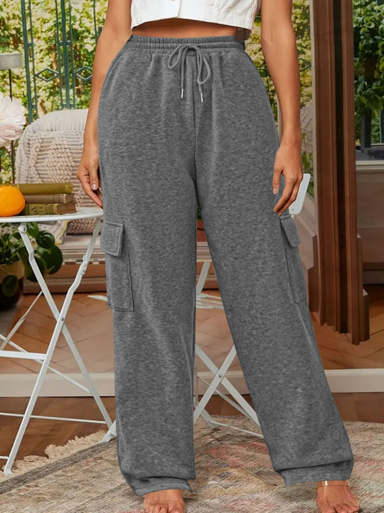 Damen Weiche Cargo-Loungehose mit elastischem Bund und weitem Bein Shop Nory