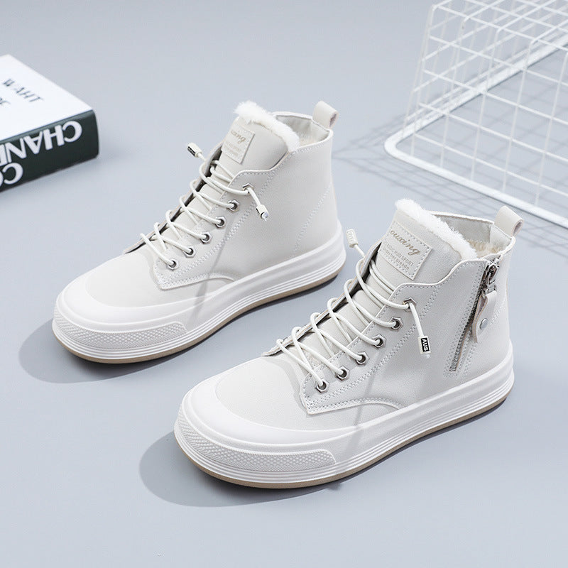 Damen Hohe Sneakers mit kuscheligem Innenfutter und robustem Zipper Shopnory