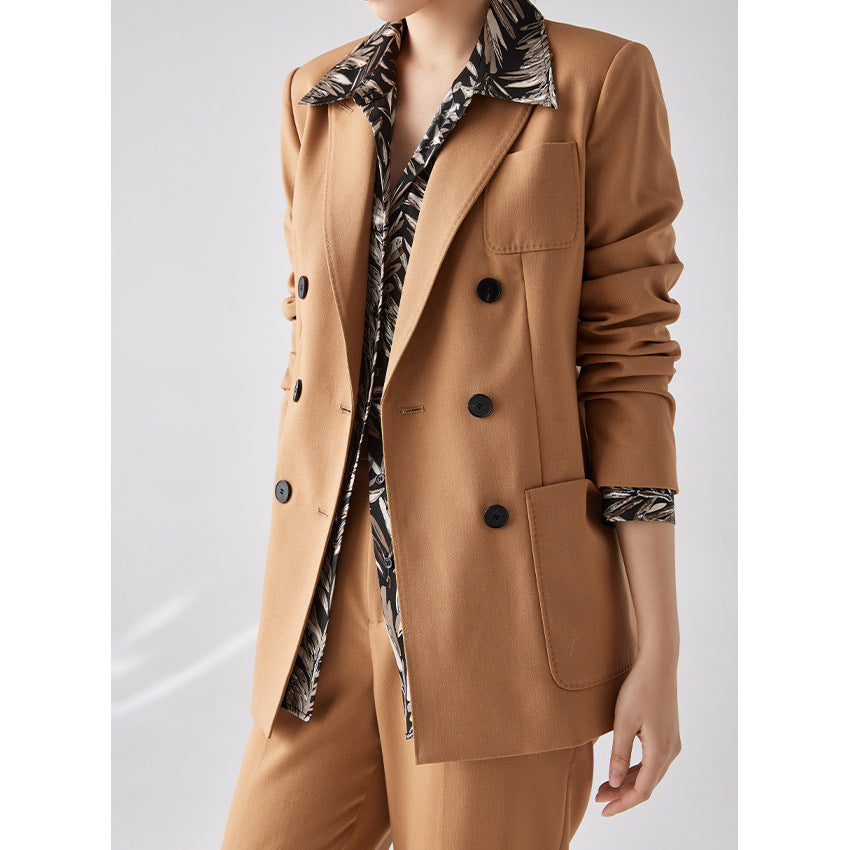 Damen Doppelreihiges Blazer‑Hosen‑Set aus Wollmischung mit legerem Oversize‑Blazer und hochtaillierter Bundfaltenhose Shop Nory