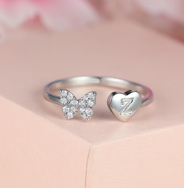 Damen Ring mit Schmetterlingsdesign und Herzmotiv Shop Nory