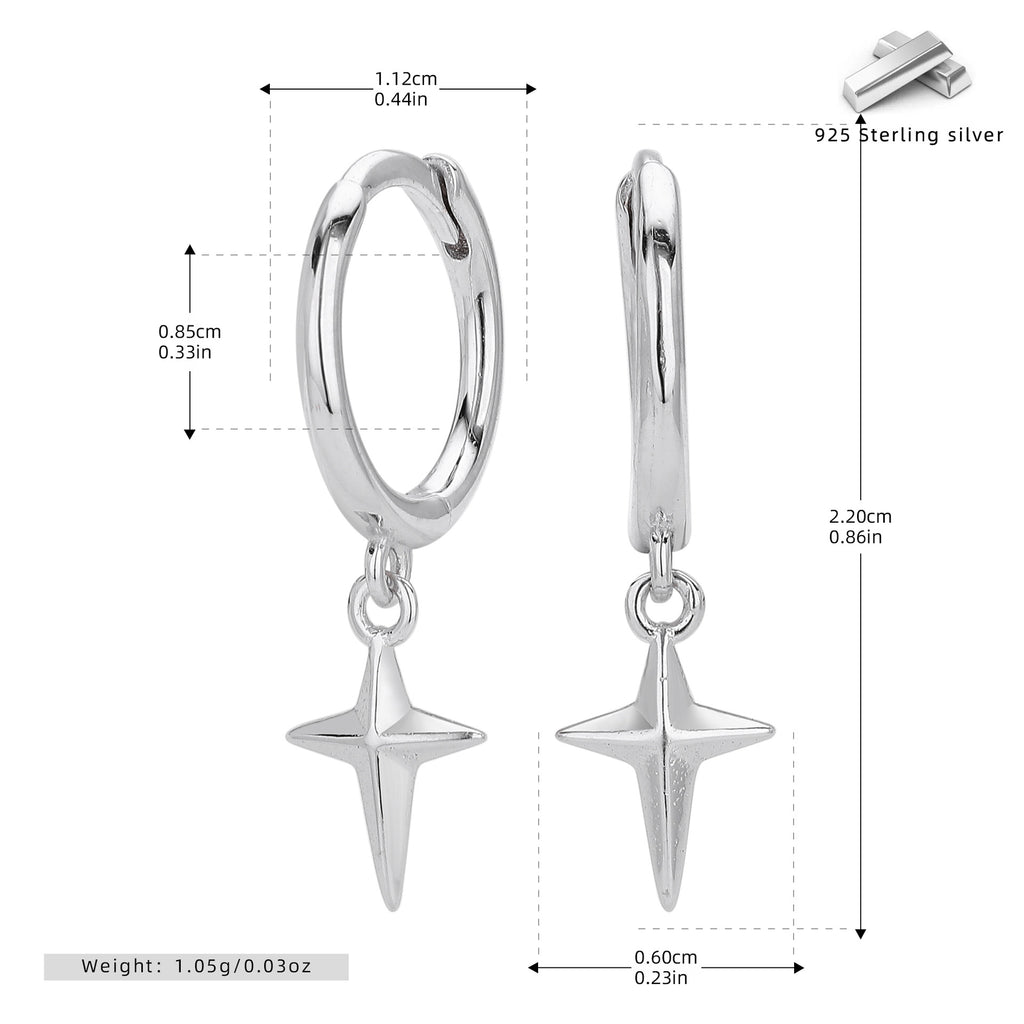 Damen Ohrhänger mit funkelndem Sternenmotiv aus hochwertigem 925 Sterlingsilber Shop Nory