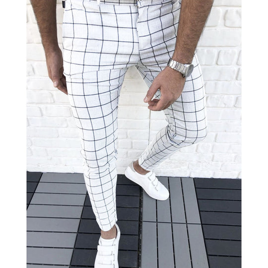 Herren Karierte Anzughose im Slim Fit Stil