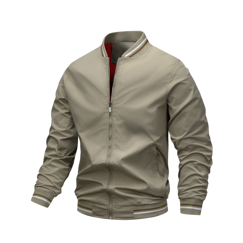 Herren Leichter Bomberblouson aus technischem Nylon mit gestreiften Rippbündchen und kontrastiertem Innenfutter Shop Nory