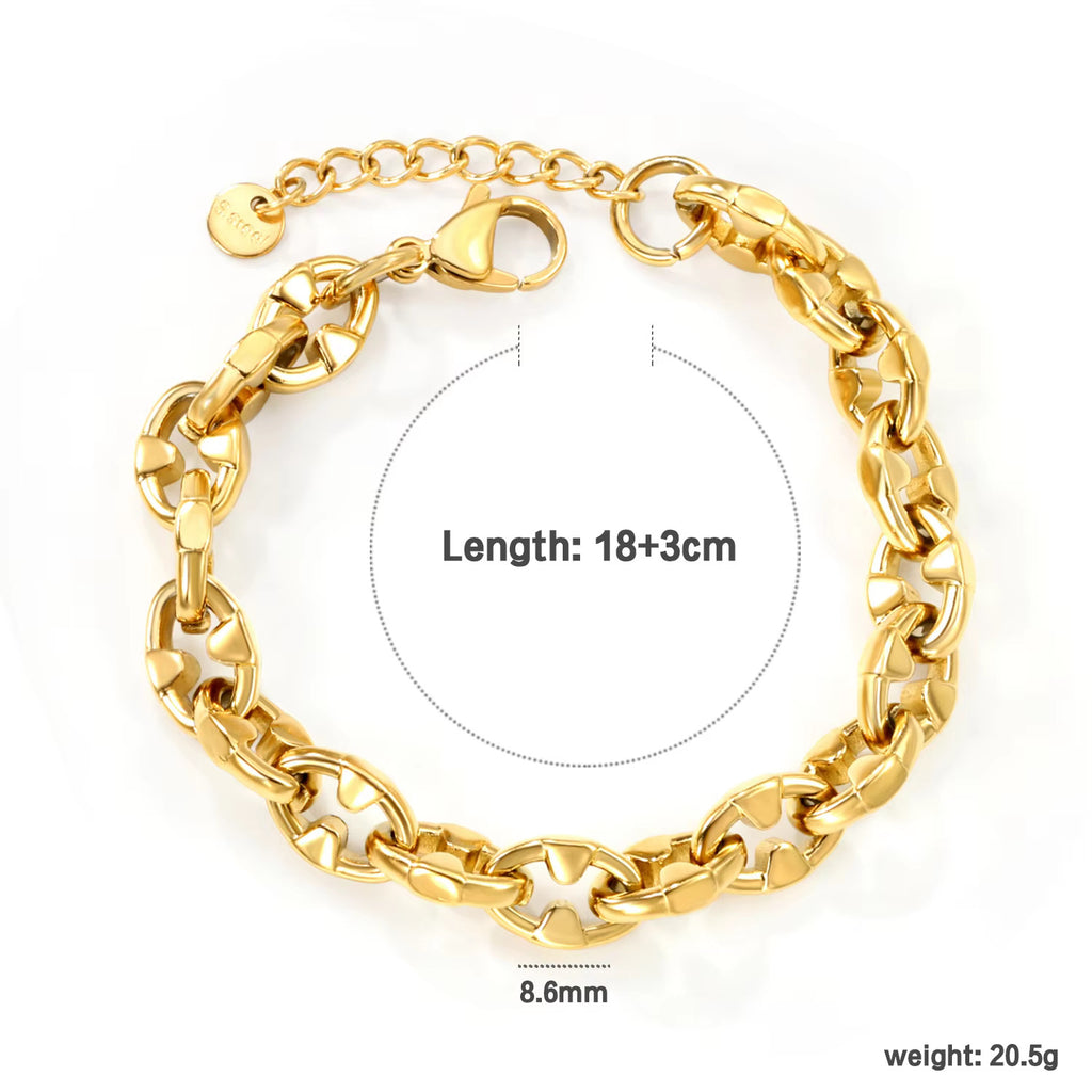 Damen trendiges Gliederarmband aus hochwertigem Edelstahl mit verstellbarem Verschluss Shop Nory