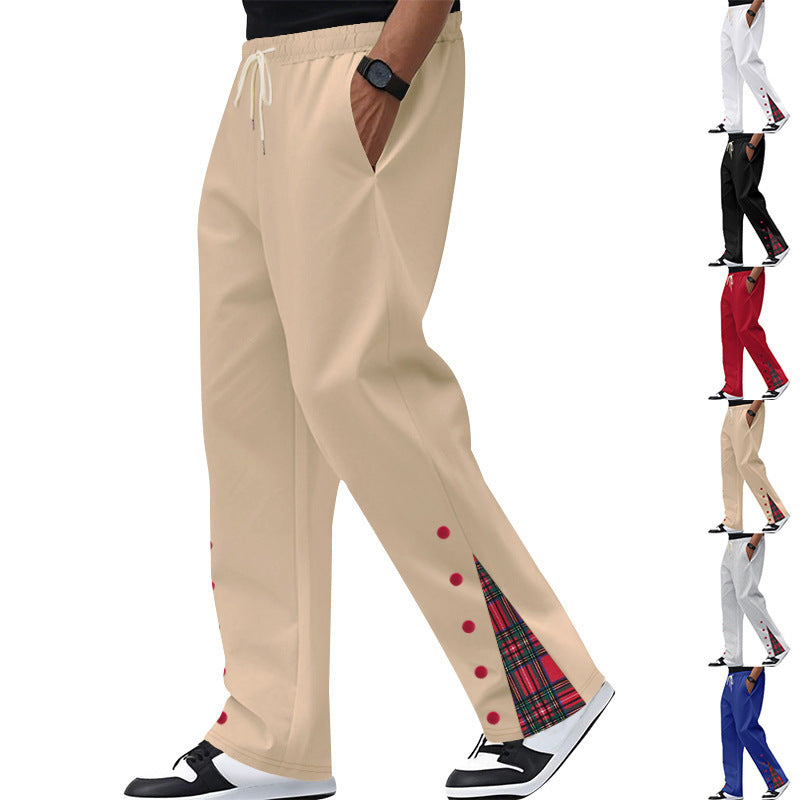 Herren nan lockere Jogginghose mit Tunnelzugbund, Druckknopf-Seitenschlitzen und kariertem Innenfutter Shop Nory