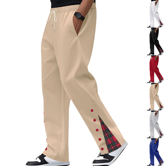 Herren nan lockere Jogginghose mit Tunnelzugbund, Druckknopf-Seitenschlitzen und kariertem Innenfutter Shop Nory