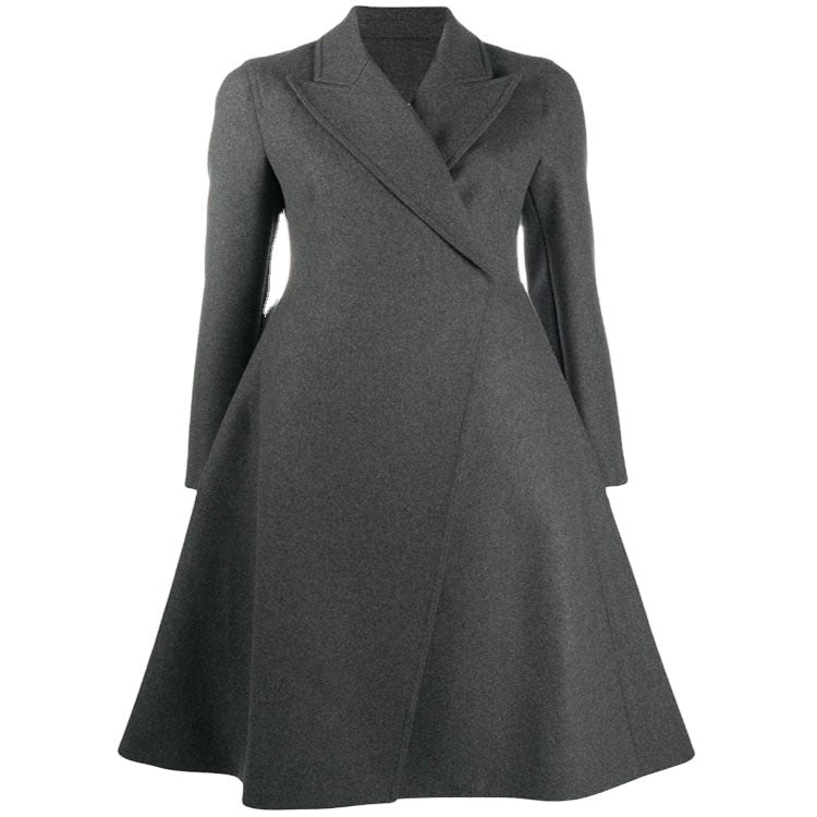 Damen Taillierter A-Linien Mantel mit asymmetrischer Einreihe und schwingendem Rock Shop Nory