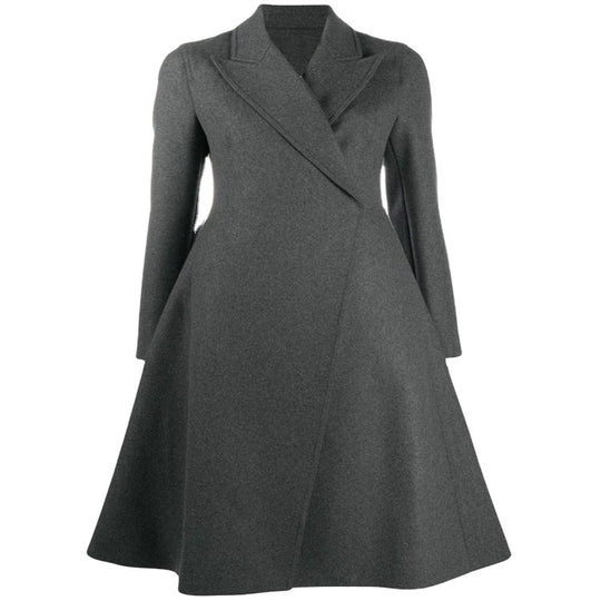 Damen Taillierter A-Linien Mantel mit asymmetrischer Einreihe und schwingendem Rock Shop Nory