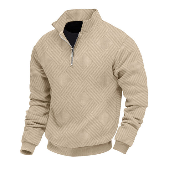 Herren hochwertiger Strickpullover mit Stehkragen und modischem Reißverschluss